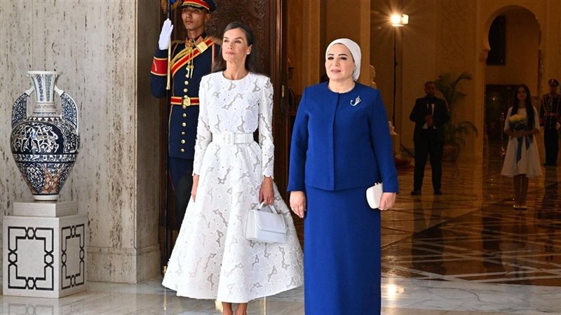 قرينة الرئيس السيسي تستقبل الملكة ليتيزيا