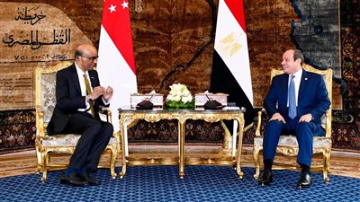 الرئيس السيسي يستقبل نظيره السنغافوري بقصر الاتحادية