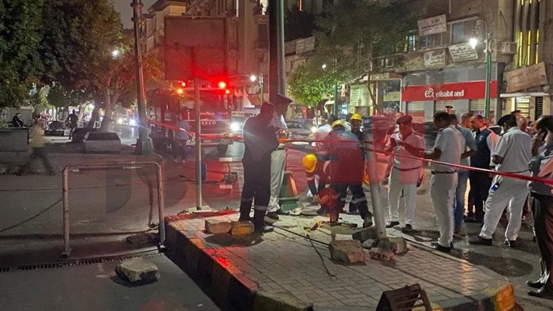 جانب من كسر ماسورة غاز داخل محطة وقود