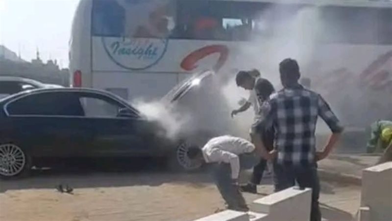 حادث إحتراق سيارة الإعلامي الرياضي أحمد شوبير