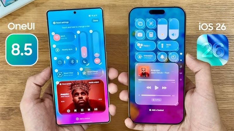 One UI 8.5 مقابل iOS 26 في مواجهة تخصيص اللوحة السريعة