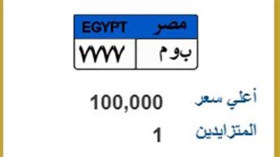 بـ100 ألف جنيه.. المرور تطرح لوحة مميزة «ب و م 7777» في مزاد (تفاصيل)