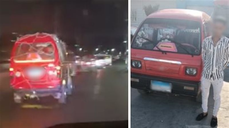 المتهم مع السيارة الفان
