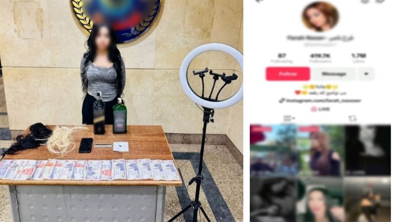 المتهمة عقب ضبطها 