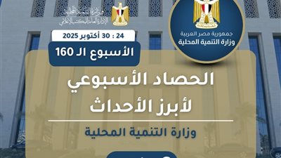 نشرة الحصاد الأسبوعي لرصد أنشطة وزارة التنمية المحلية خلال (24 – 30 أكتوبر 2025)