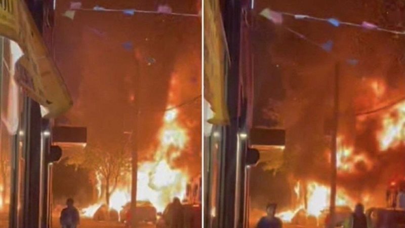 انفجار مركبة اندلعت فيها النيران في حي برونكس