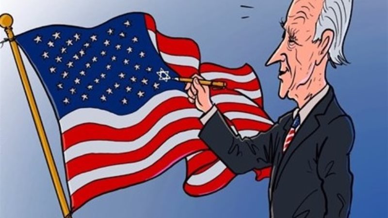 إسرائيل نجمة في العلم الأمريكي- كاريكاتير