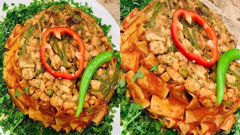 طاجن مكرونة بالفراخ 