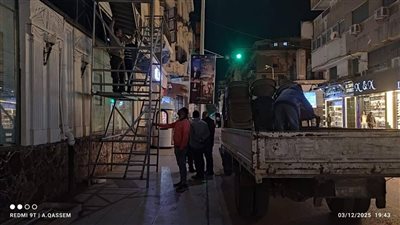 رفع 55 إشغالا والتحفظ على سقالات بدون ترخيص في حملة مسائية بمحطة الرمل