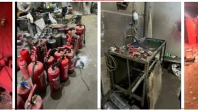 إحباط تصنيع طفايات حريق مغشوشة بعلامات تجارية مزيفة في المرج
