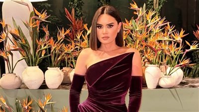 رشا مهدي بفستان مخملي برجندي أنيق في أحدث ظهور