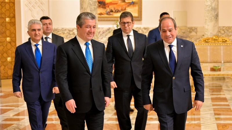 الرئيس عبد الفتاح السيسي ورئيس حكومة كردستان العراق