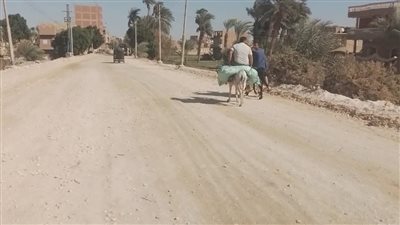 تنفيذ طبقة الأساس لطريق مدخل قرية الدوير بمركز صدفا تمهيدًا لرصفه