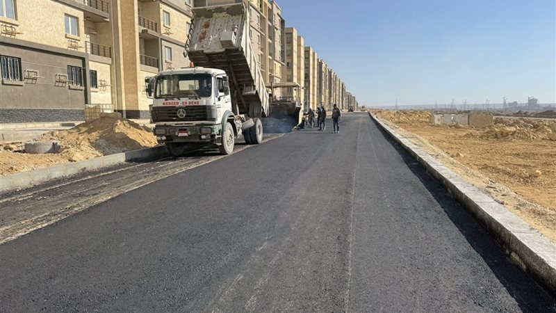 رصف الطرق بجهاز سكن مصر بالقاهرة الجديدة