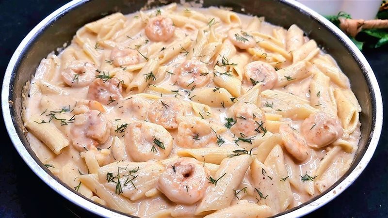  مكرونة وايت صوص بالجمبري