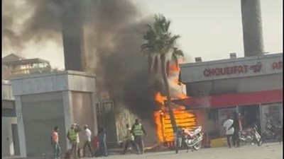 اندلاع حريق بمنطقة محلات تجارية بشارع التسعين الجنوبي بالتجمع الخامس