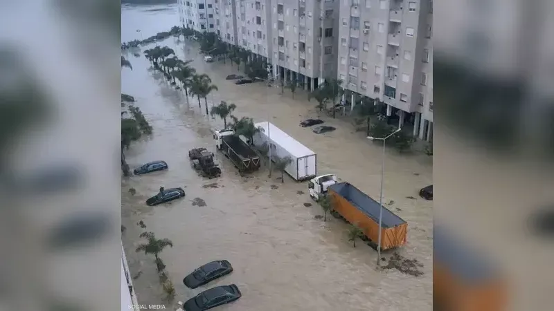 فيضانات مدينة القصر الكبير شمال المغرب 