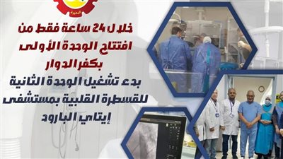 تشغيل وحدتين لقسطرة القلب بمستشفيي إيتاي البارود وكفر الدوار خلال 24 ساعة