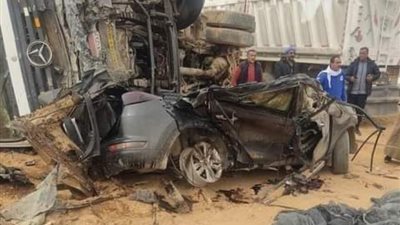مصرع شخصين في حادث مروع على الطريق الصحراوي بمدينة السادات