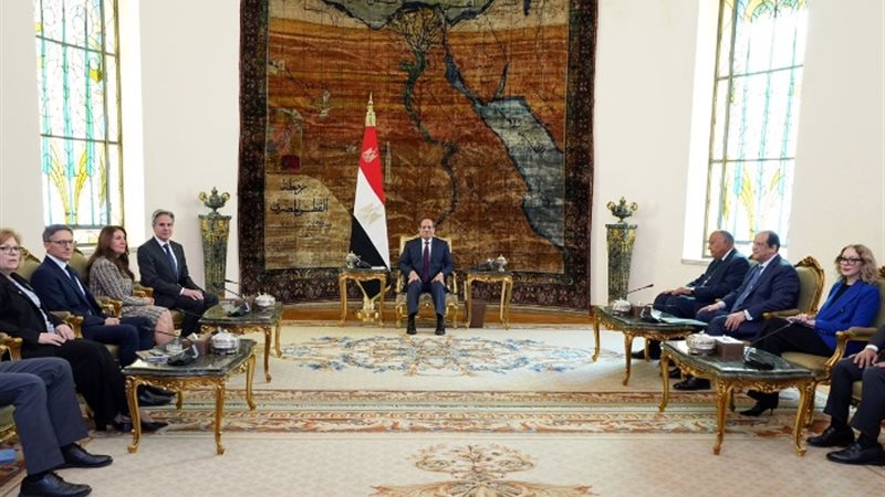 الرئيس السيسي خلال استقبال أنتوني بلينكن