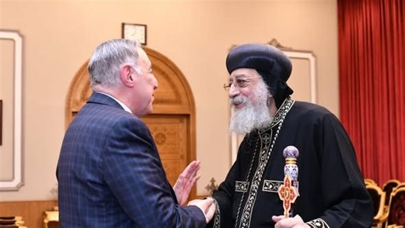 جانب من لقاء البابا بالمستشار بولس فهمي