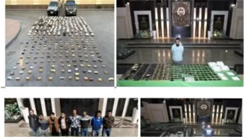 عدد من المتهمين و المضبوطات 