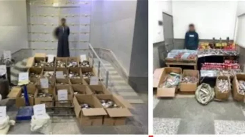 جانب من المتهمين و المضبوطات 