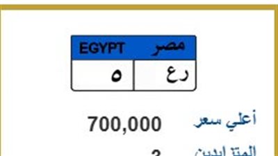 وصلت لـ 700 ألف جنيه.. اشتعال المزايدة على اللوحة المعدنية المميزة «ر ع 5»