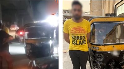 ضبط سائق  توك توك  يسير عكس الاتجاه ويسب من يعاتبه بالجيزة 