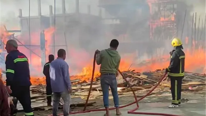حريق لوكيشن تصوير مسلسل بيت بابا2