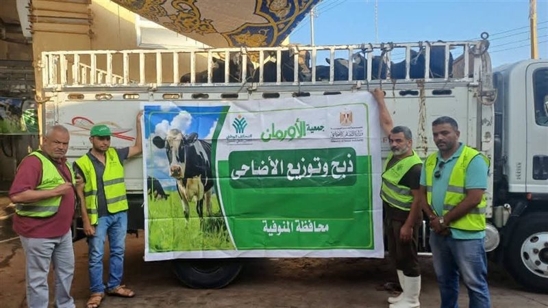 ذبح وتوزيع لحوم أضاحى بالمنوفية 
