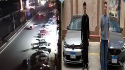سقوط قائدي سيارتين ظهرا في فيديو استعراض خطير بشوارع طنطا
