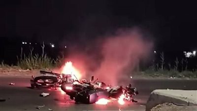  تصادم مروع وحريق هائل يصيب عددًا من الشباب في ميت أبو غالب
