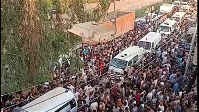 جنازة مهيبة لضحايا حادث غرق 7 من أسرة واحدة بترعة المريوطية