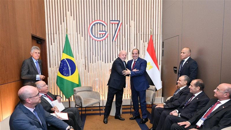 جانب من لقاء الرئيس السيسي ونظيره البرازيلي