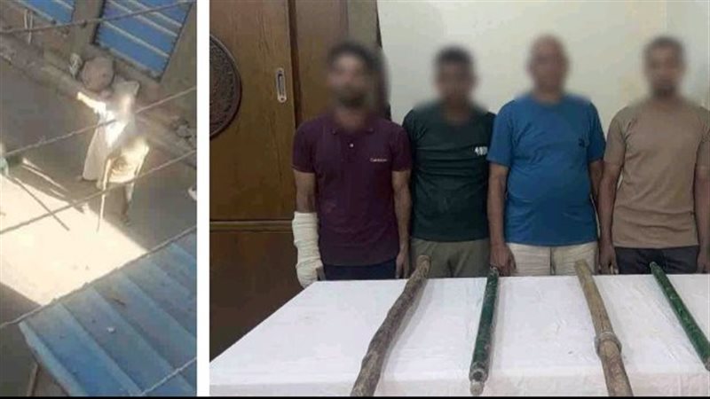 المتهمون عقب القبض عليهم 