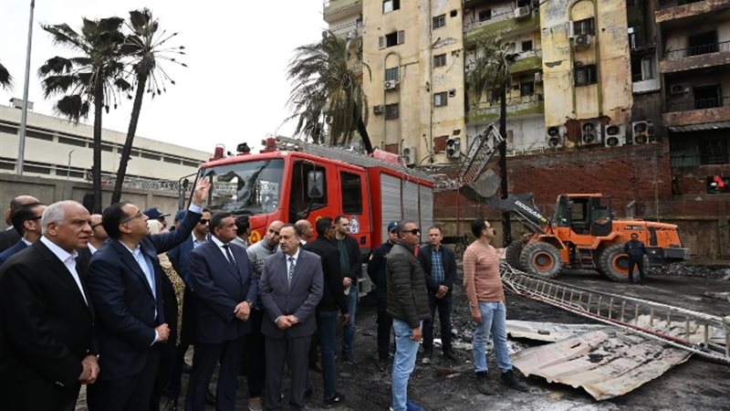 الدكتور مصطفى مدبولي من موقع حريق استوديو الأهرام
