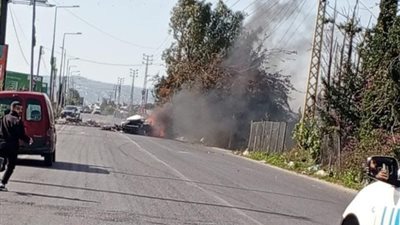 بالفيديو.. الاحتلال الإسرائيلي يستهدف سيارة في البازورية جنوبي لبنان