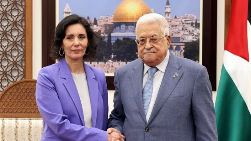 الرئيس الفلسطيني مع وزيرة الخارجية البلجيكية