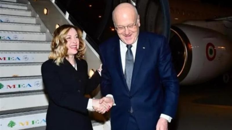 رئيس الوزراء اللبناني مع نظيرته الإيطالية
