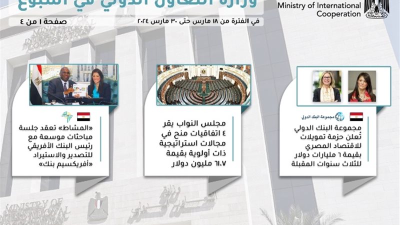 حصاد نشاط وزارة التعاون الدولي خلال أسبوع