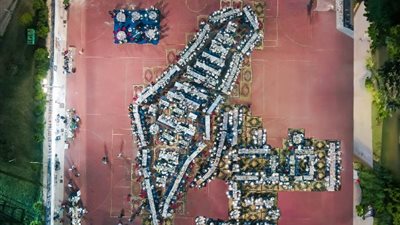 مائدة إفطار على شكل خريطة فلسطين بالإسكندرية تضامنا مع الأشقاء بغزة