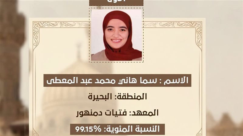 الطالبة سما الأولى على القسم الأدبي 