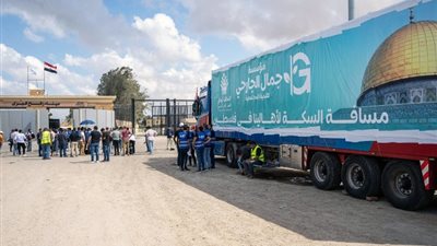 تحمل 1805 طنا من المساعدات، التحالف الوطني يطلق قافلة إغاثية لقطاع غزة