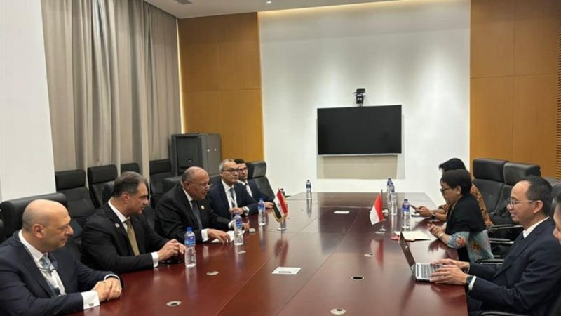 سامح شكري، وزير الخارجية، مع ريتنو مارسودي وزيرة خارجية إند