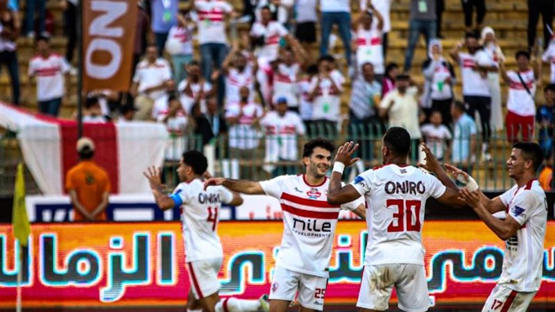 احتفال لاعبي الزمالك بهدف الجزيري