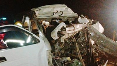 مصرع 4 أشخاص وإصابة أخرين أثر حادث تصادم سيارتين بالمنيا